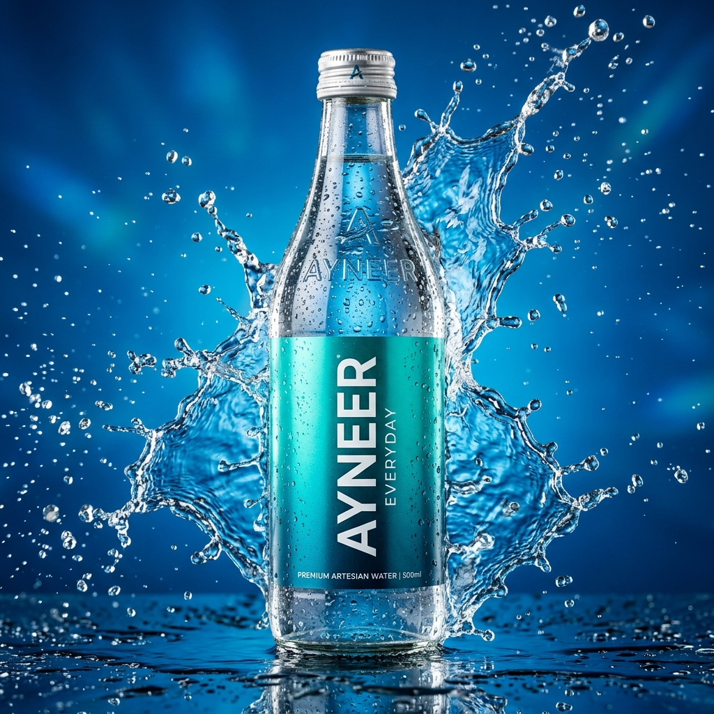 AYNEER Everyday 500ml Bottled Water floating mid-splash